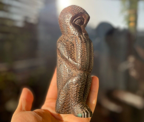 Antique Hand Carved Ebonized Wood african statue 19th no speak Monkey statue⭐ - Picture 12 of 12