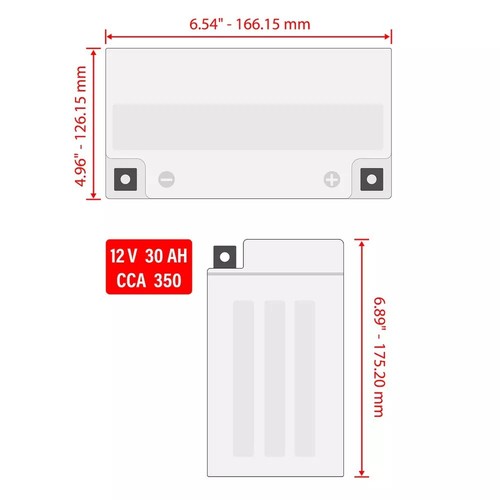 New Caltric AGM Battery for Arctic Cat 0445-115 12V / 30 AH / CCA 350 GYZ32HL - Foto 7 di 7