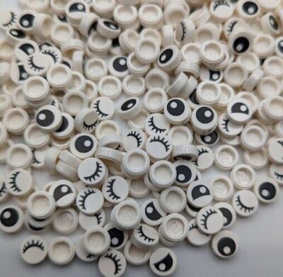 Lego 50x Eye Eyelashes Round 1 x 1 Tile Decorated Random lot Mostly Eyes