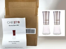 New Chef Jet 2 Pack Electric Spice Mills Grinder Glass Chambers Silver 870436