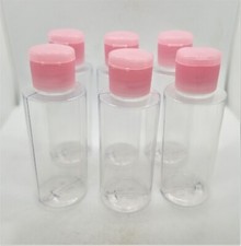 Refillable Round Bottles with Flip Top Caps - 2 oz White . Pack of 6 bottles.