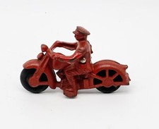 Antique cast iron Hubley red Motorcycle State trooper cop Toy police man 1930's