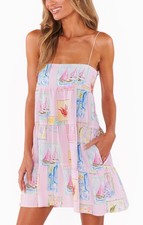 Show Me Your Mumu OOO Mini Dress XS Summer Soleil Linen Blend Resort Sundress