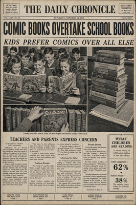 Comic Books Overtake School Book Reading Headline News Poster up to 24 x 36''