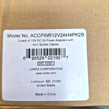 Lorex ACCPWR12V2AH4PK2B 12V 2A 4-in-1 DC Power Adapter 2-Pack CCTV