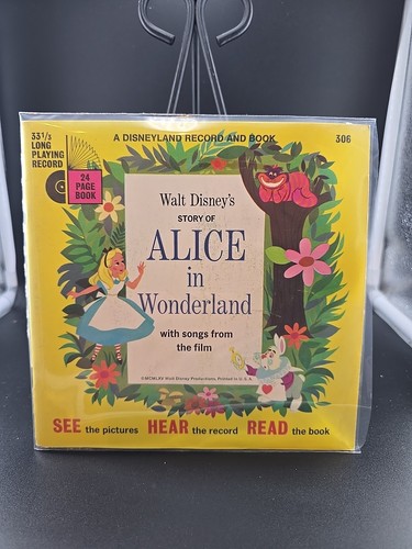 Walt Disney Alice in Wonderland Book and 33RPM 7" Record EXCELLENT