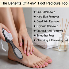 4 In 1 Foot Scrubber Pumice Stone Callus Remover Foot Brush Pedicure Tool