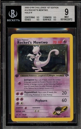 Pokemon Rocket's Mewtwo Gym Challenge 1st Edition Holo Rare #14 BGS 9 Mint