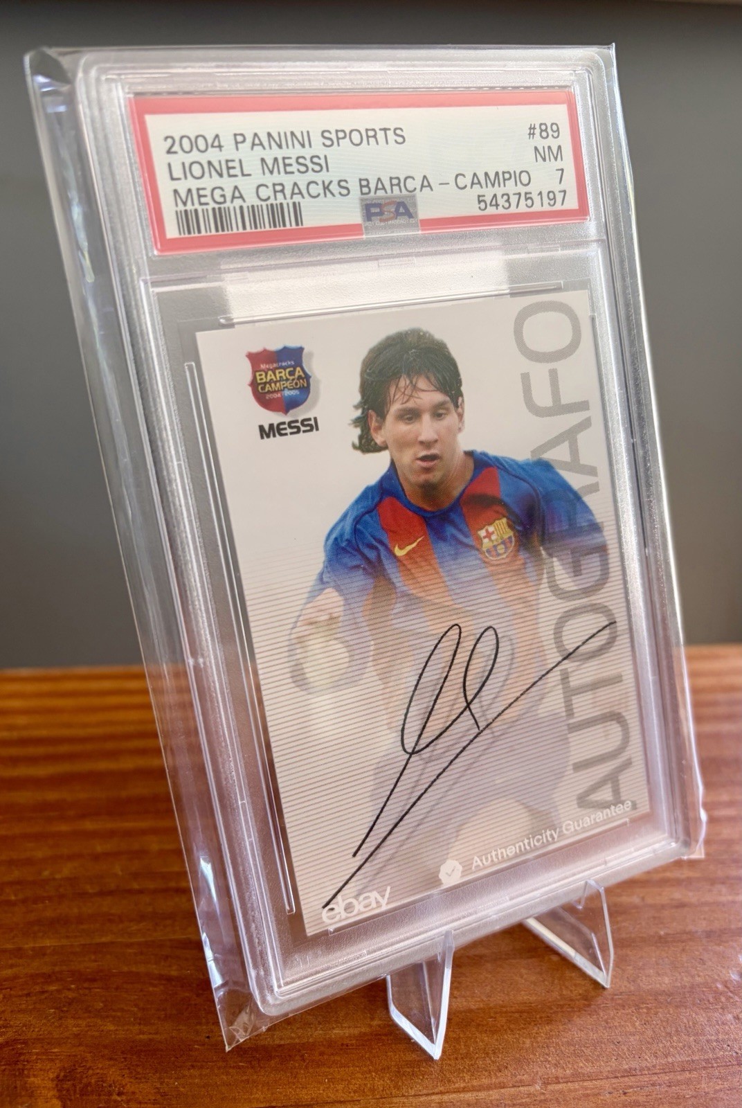 2004 Panini Megacracks Barca Campio Catalon Lionel Leo Messi #89 RC Rookie PSA 7