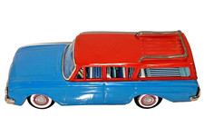 Vintage Bandai Two-Tone Blue  Red AMC Rambler Friction Tin Litho Car Japan