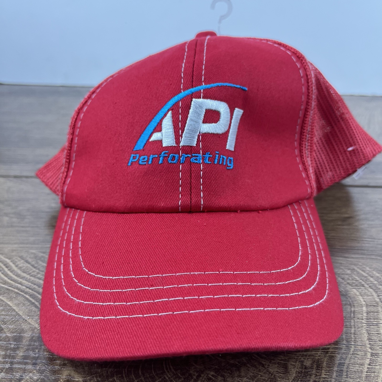 API Perforating Hat Red Cap Adjustable Hat Red Ad… - image 2