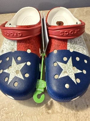 Authentic Crocs Comfort Classic Clogs Size: Men 8 / Women 10 USA Flag New
