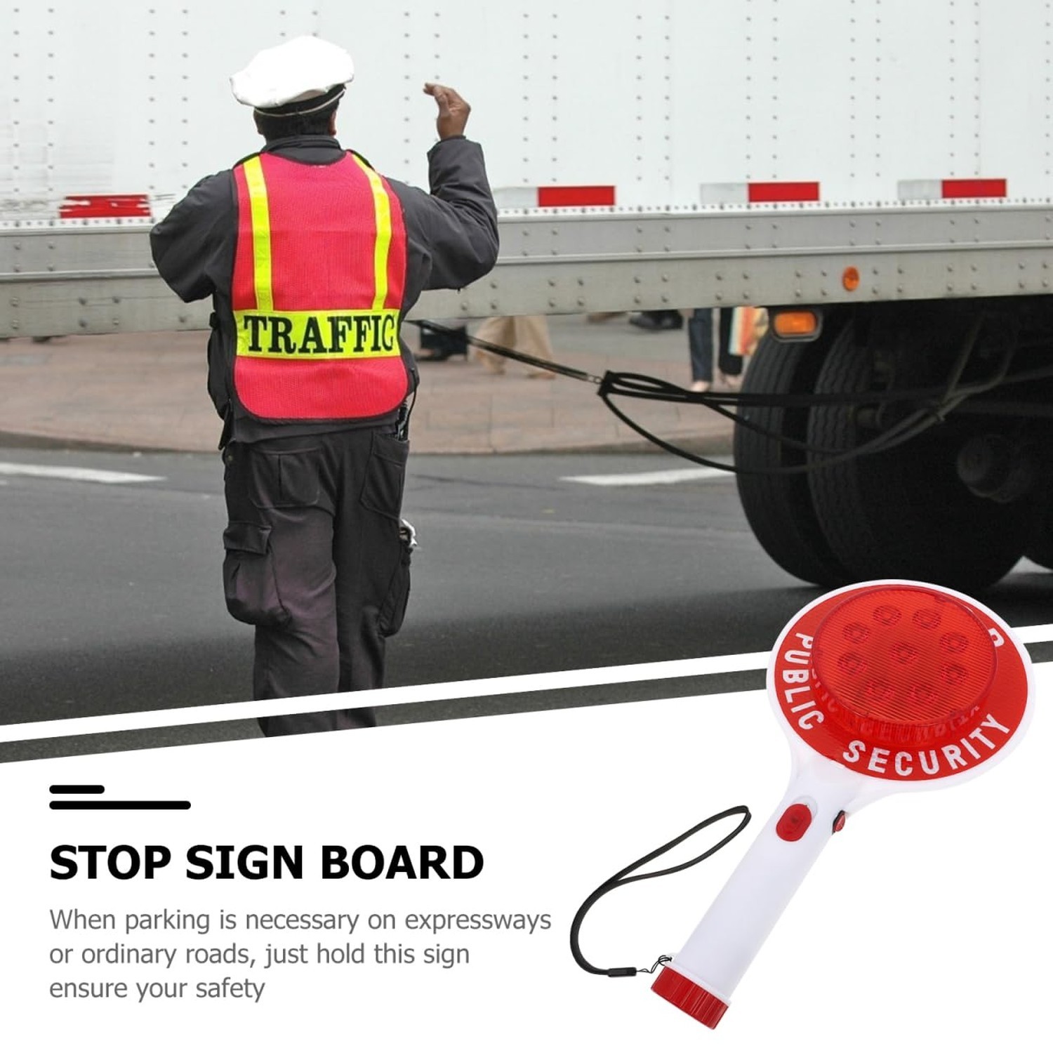 iplusmile Rechargeable Led Stop Sign Board with Wrist Strap, Lightweight Traf...