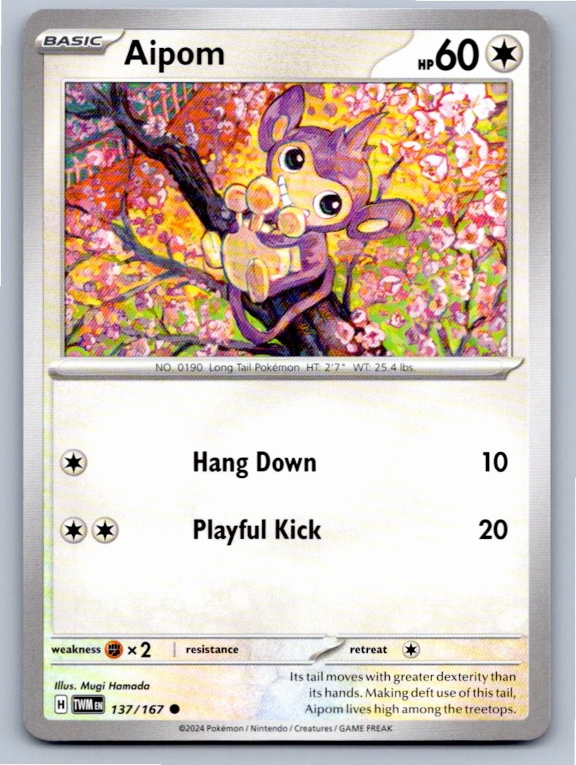 2024 POKEMON AIPOM TWILIGHT MASQUERADE 137/167 COMMON NM A42087 FREE S&H