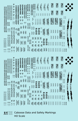 K4 HO Scale Decals Caboose Data and Markings Black