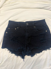 American Eagle Hi-Rise Festival High Rise Distressed Cut Off Denim Shorts 00 27"