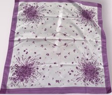 Vintage floral Square Scarf  Neck Tie Top  purple lilac 
