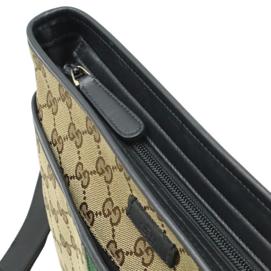 Gucci GG Canvas Webbing Sherry Shoulder Bag Khaki Beige Used 80cm Strap thumbnail 4