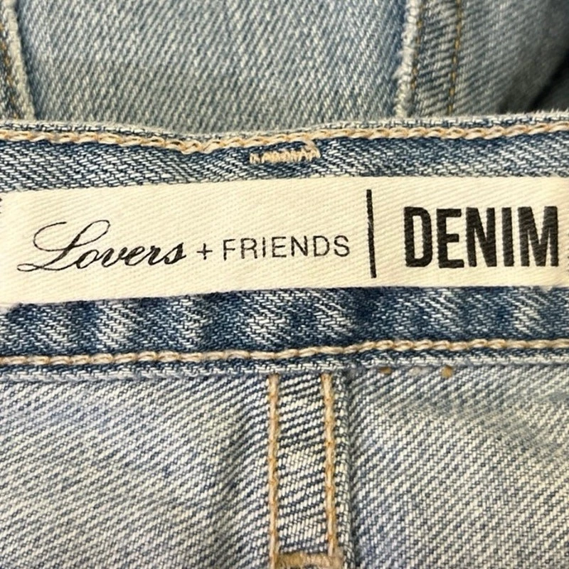 Pantalones de mezclilla de pierna ancha Lovers and Friends Asher azul desgastado novio talla 27 Foto 4 de 4