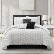 7-Piece King Comforter Set, Geometric Design, All Season Bedding
