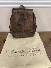 American West Saddle Brown Leather Backpack Women's large NWOT