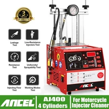 4-Cylinder Fuel Injector Cleaner Tester Motorcycle Ultrasonic Nozzle Cleaning