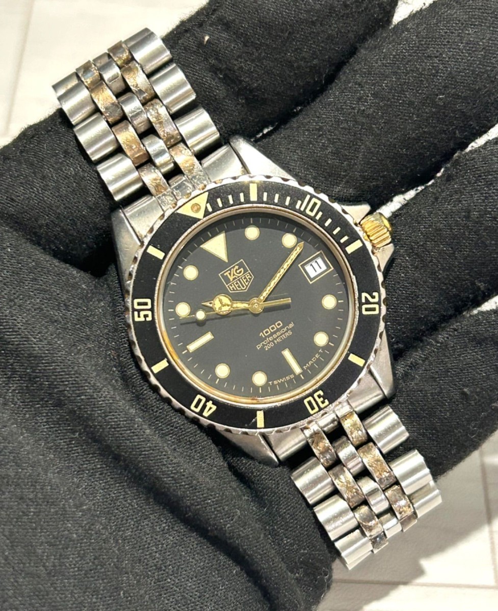 TAG Heuer Professional 1000 Quartz Watch 36mm Black Silver Gold Men's 