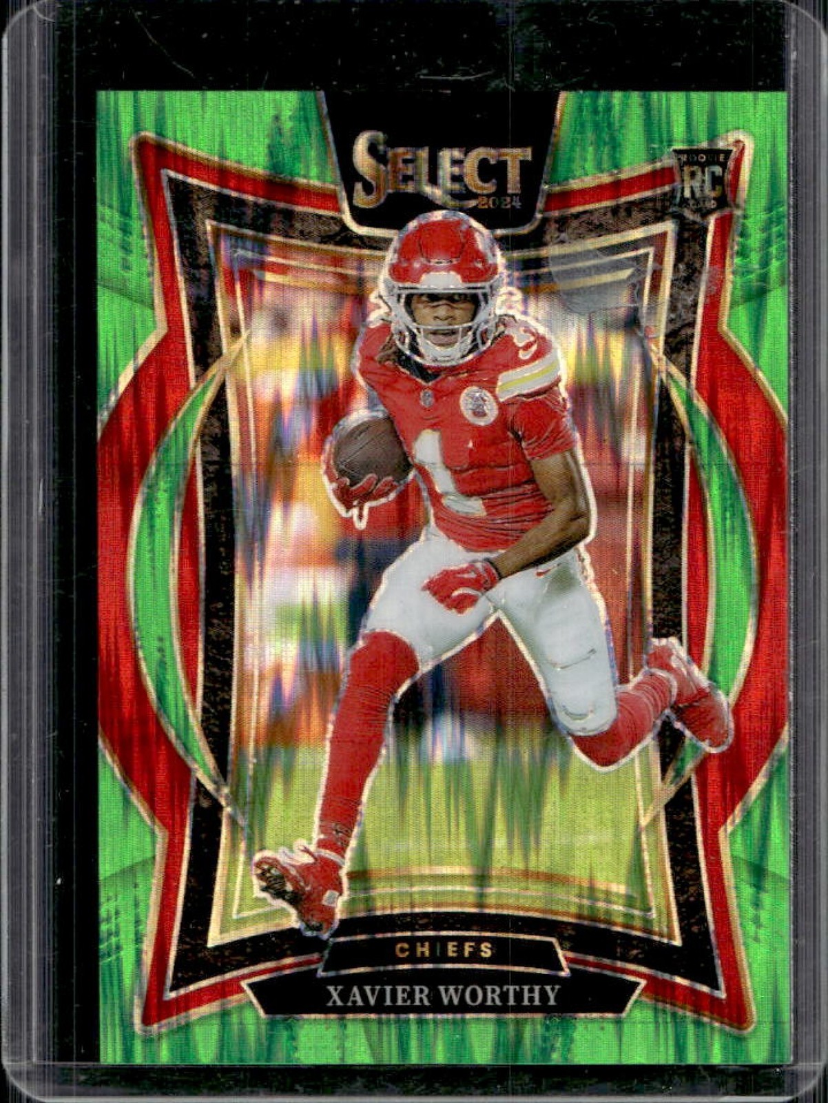 2024 Panini Select Xavier Worthy Concourse RC Neon Green Prizm Shock #/599