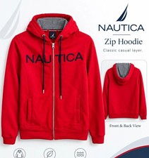 NWT / NAUTICA Women's GO-TO Signature Cotton Full-Zip Logo HOODIE Size L