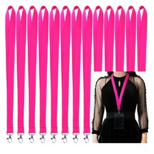 100 Pack Bright Neon Hot Pink Lanyard for ID Badges NO ID Holder , Neon Pink...