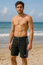 Hurley Board Shorts Men  s Size 28 Black Gray Logo Swim Trunks NWOT