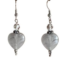 Very Pale Purple Heart with .925 Sterling Silver Earrings Item 330