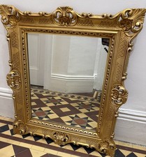 Wall Mirror With FACET Cut Gold 69cm x 59 cm Antique Baroque Bathroom Floor