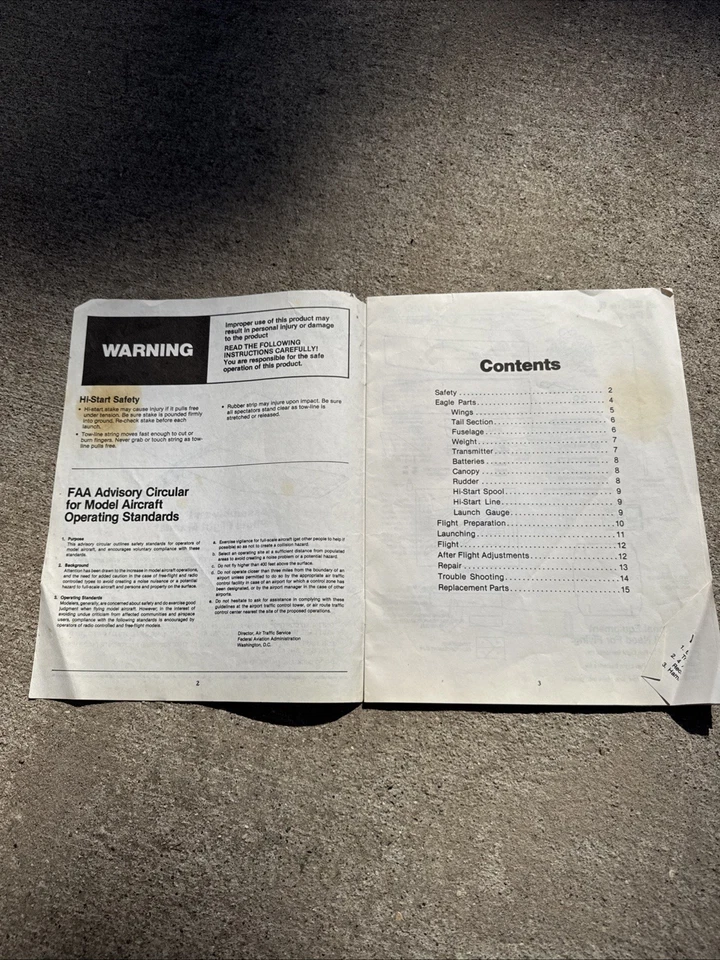 VTG 1985 Cox American Eagle 2 Radio Controlled Sailplane Operating Instructions - Image 2 of 4