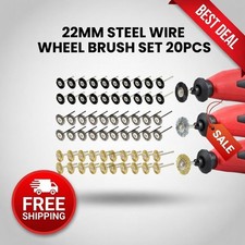 10x/20x Wire Wheel Brush Set 3mm Shank Steel Brass Nylon for Dremel Rotary Tool