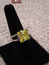 925 Sterling Silver Size 8 Ring With 12mm Yellow Citrine stone