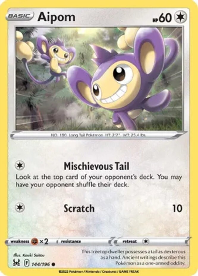 Aipom - 144/196 - Common - Reverse Holo - Near Mint