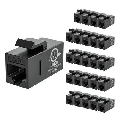 CAT6 RJ45 Keystone Couplers (UL Listed), 25-Pack Ethernet Keystone Jack Femal...