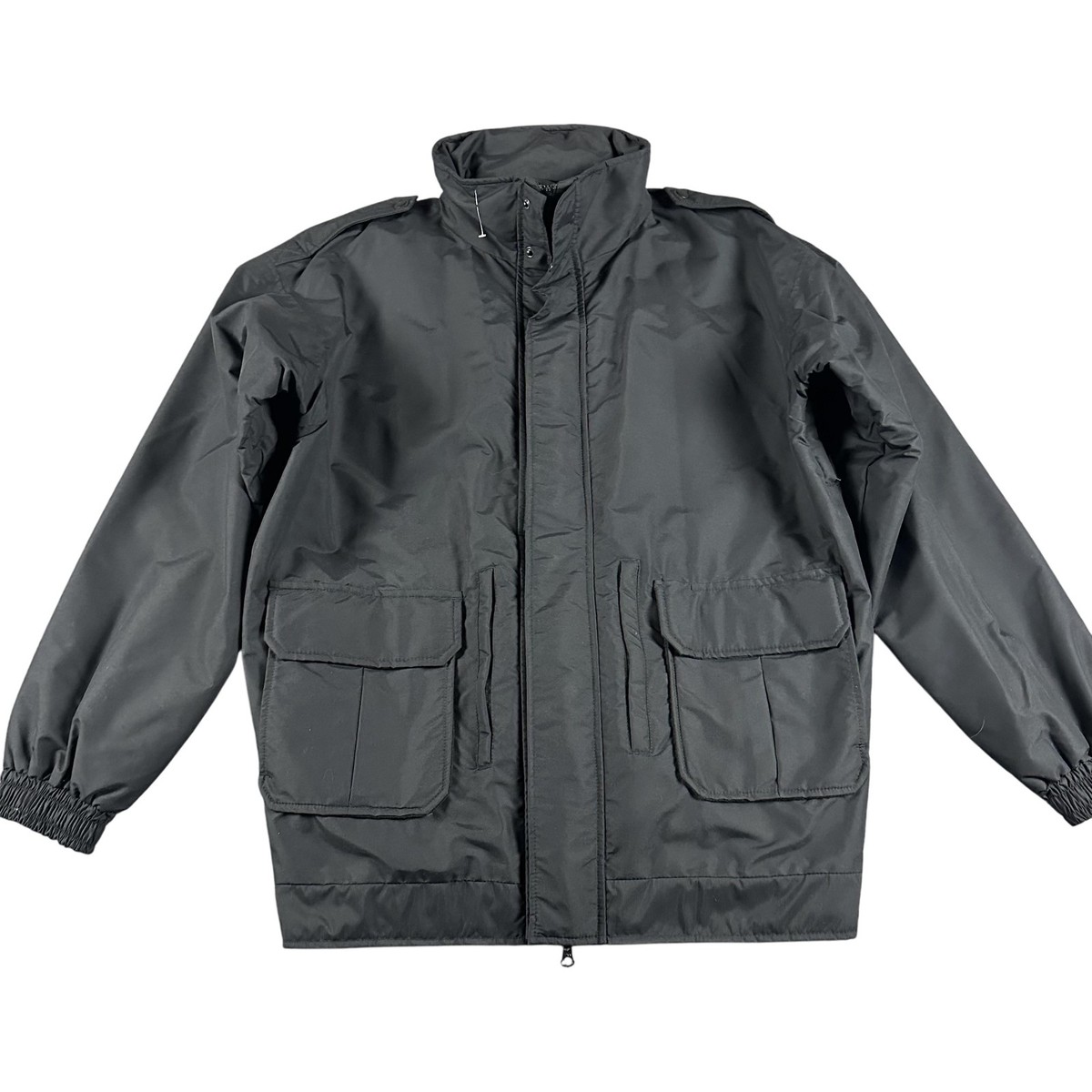 ジャケット・アウター SPIEWAX for A.P.C. MADE IN USA DOUBLEZIP Spiewak Jacket Mens Large Long Black Nylon Stowaway Hood Cargo