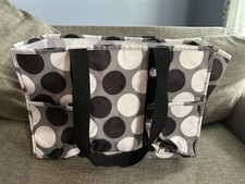 Thirty One Organizing Utility Tote In Paparazzi Dot Black White Polka Dot
