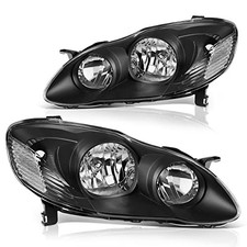 Headlight Assembly Black Housing Clear Reflector Clear Lens Fit 03-08 Corolla