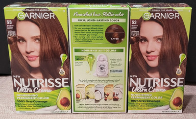 3 pak Garnier Nutrisse Ultra Creme Nourishing Permanent Hair Color Chestnut 53