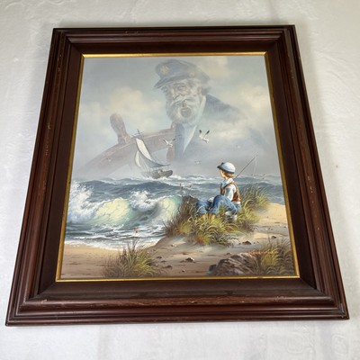 Vintage Sea Captain Original Oil Painting Wall Art Kenneth Seuss