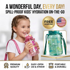 Kids Water Bottle with Straw Handle Portable Sippy Cup Drinking Bottle