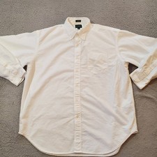 J Crew Oxford Shirt Mens Large White Giant Fit Pocket OCBD Cotton Long Sleeve