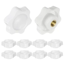 10pcs Star Knobs M6 Thread 38mm Head Non-Through Hole Clamping Handles White