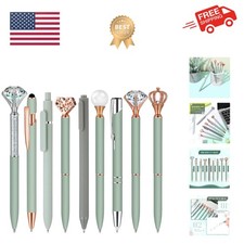 9 Pcs Ballpoint Pens Set Metal Crystal Diamond Glitter Pens for Journaling Bl...