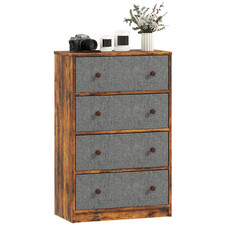4 Drawer Fabric Chest of Drawers Bedroom Storage Dresser Grey Organiser Unit