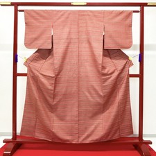 Japanese Kimono 'TSUMUGI' Silk/Red/Traditional/History/Length:160cm N1064
