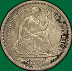 1877-CC Seated Liberty Dime Almost Uncirculated AU Coin, Very Rough #44026
